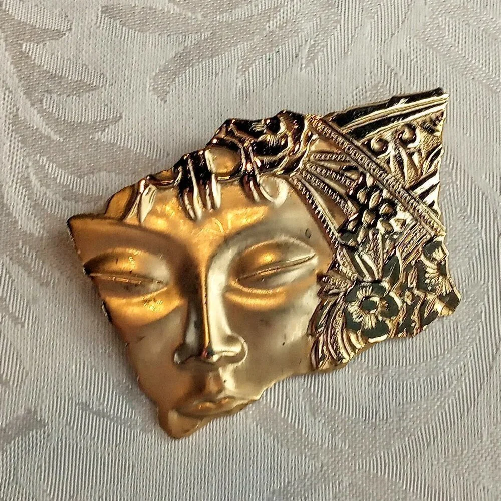 Vintage JJ Jonette Gold Finish Art Deco Brooch